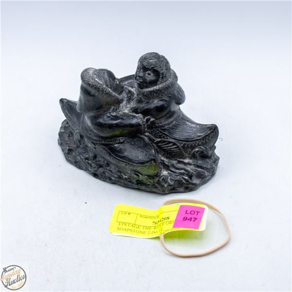 VINTAGE THE WOLF ORIGINAL SOAPSTONE 2 INUIT