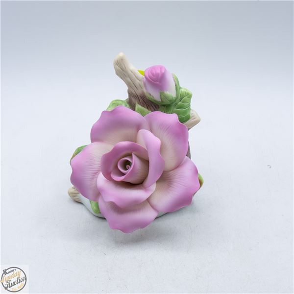 PORCELAIN PINK ROSE FIGURINE