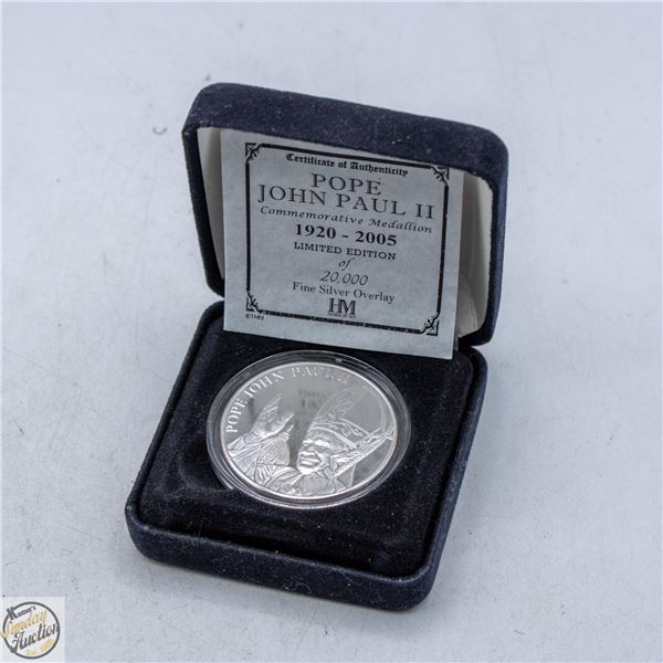 LIMITED AUTHENTIC POPE JOHN PAUL 2 SILVER OVERLAY