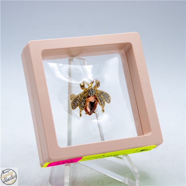 NEW GOLD TONE BEETLE WITH RHINESTONES