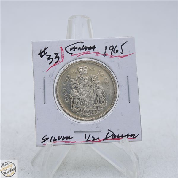 #5121-80 % SILVER 1965 QUEEN ELIZABETH HALF