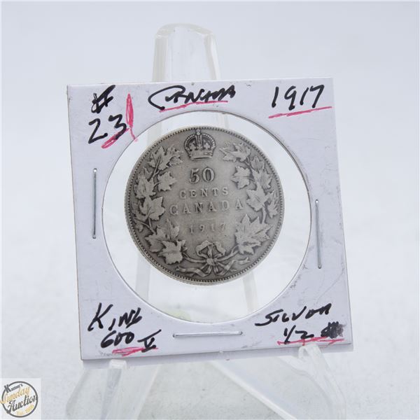 #5117-92.5 % SILVER 1917 KING GEO VI HALF DOLLAR