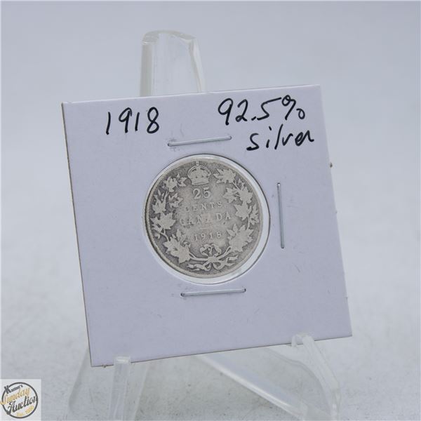 #5115-92.5 % SILVER 1918 KING GEO VI QUARTER