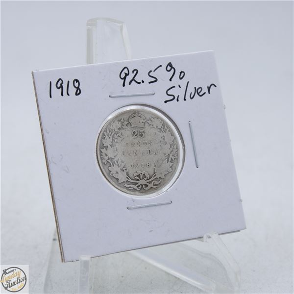 #5114-92.5 % SILVER 1918 KING GEO VI QUARTER