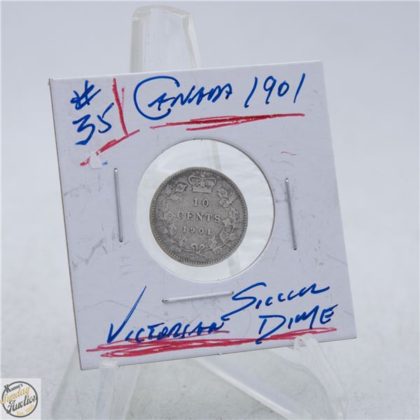 5112-92.5 % SILVER 1901 VICTORIAN DIME