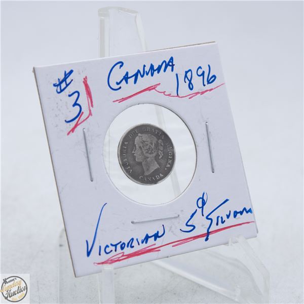 #5106-92.5 % SILVER 1896 VICTORIAN 5 CENT