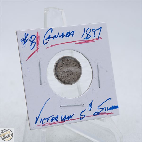 #5107-92.5 % SILVER 1897 VICTORIAN 5 CENT