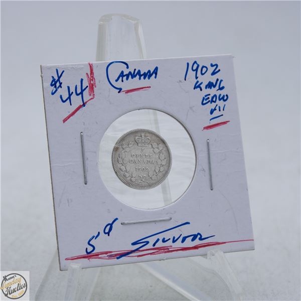 #5110-92.5 % SILVER 1902 KING EDWARD VII 5 CENT