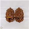 Image 1 : PAIR SMALL VINTAGE CARVED WOODEN TRINKET SHELVES