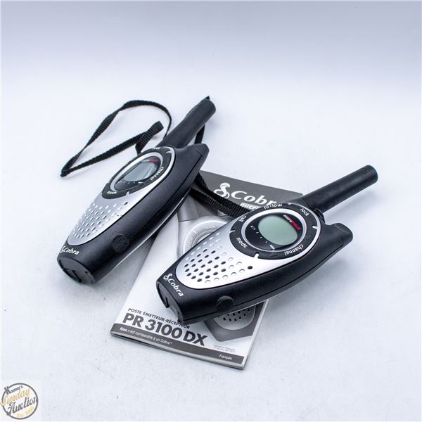 SET OF COBRA MICROTALK PR 3100 DX TWO WAY RADIOS