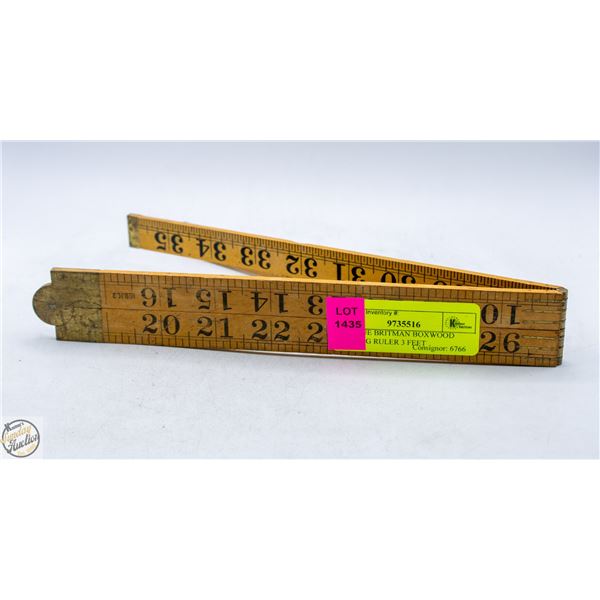 ANTIQUE BRITMAN BOXWOOD FOLDING RULER 3 FEET