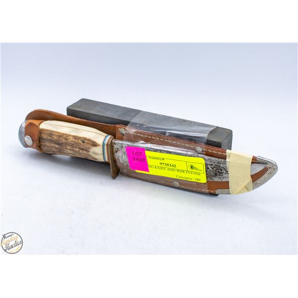 HUNTING KNIFE AND WHETSTONE
