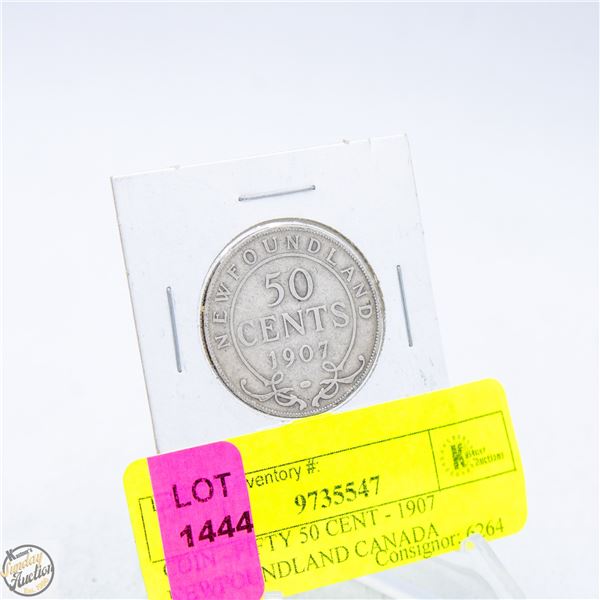 COIN - FIFTY 50 CENT - 1907 NEWFOUNDLAND CANADA
