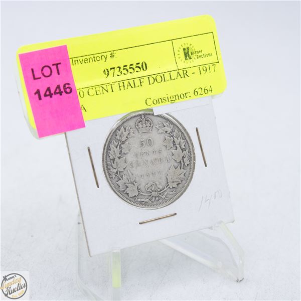 COIN - 50 CENT HALF DOLLAR - 1917 CANADA
