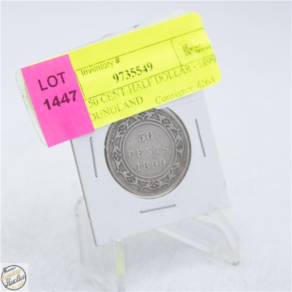 COIN - 50 CENT HALF DOLLAR - 1899 NEWFOUNDLAND