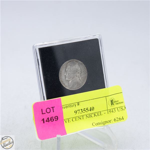 COIN - FIVE CENT NICKEL - 1943 USA