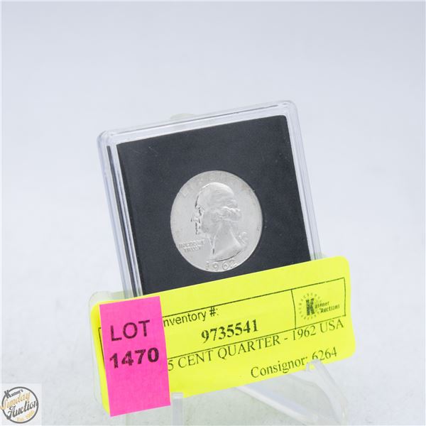 COIN - 25 CENT QUARTER - 1962 USA