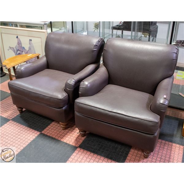 PAIR GREY LEATHERETTE ARM CHAIRS