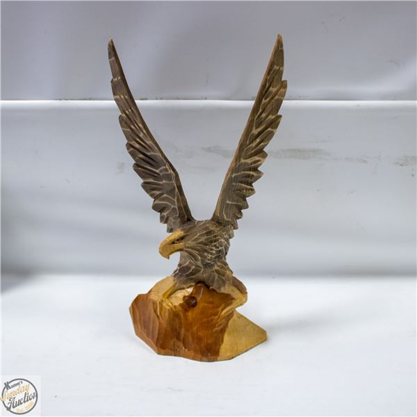 HAND CARVED WOODEN EAGLE H-12.5"