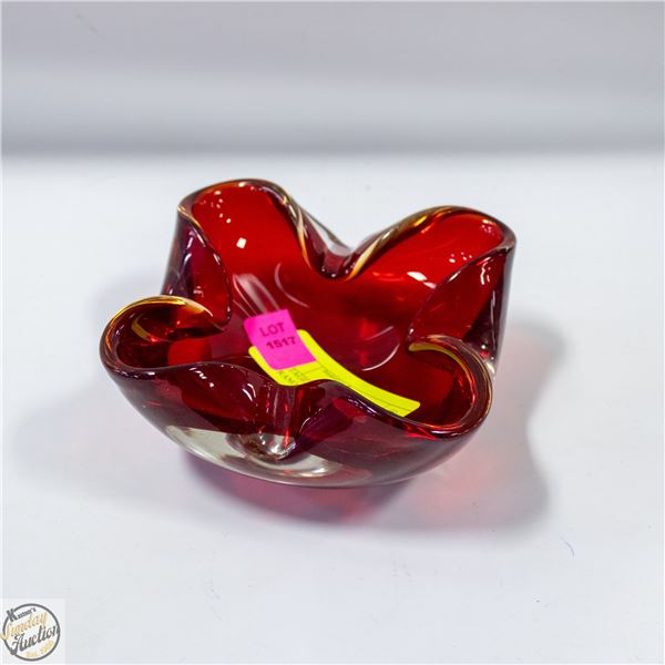 VINTAGE MID-CENTURY RED MURANO ART