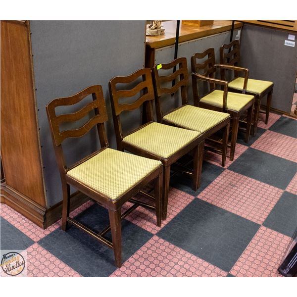 5 VINTAGE WOOD CHAIRS