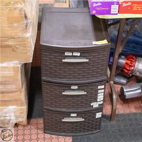 STERILITE STORAGE/FILING UNIT 3 DRAWERS H-24"