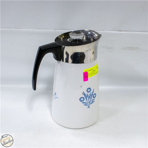CORNING WARE 9 CUP PERCOLATOR, CORNFLOWER