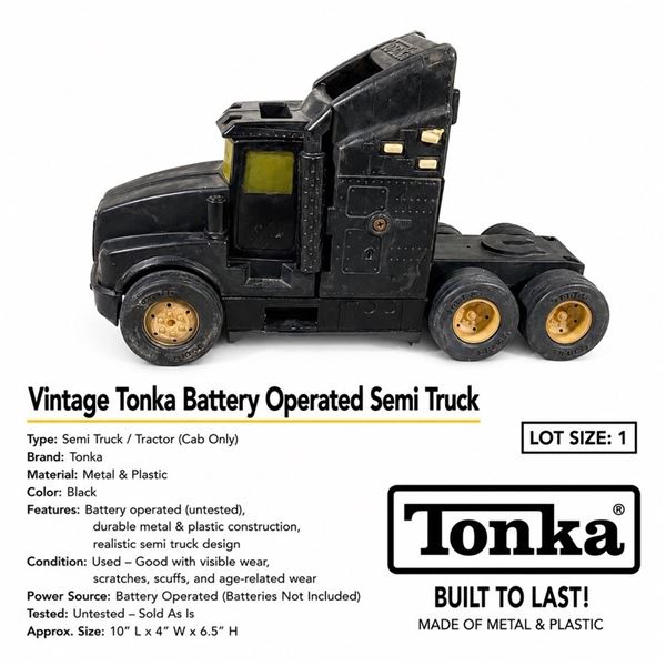 VINTAGE TONKA BATTERY SEMI TRUCK CAB