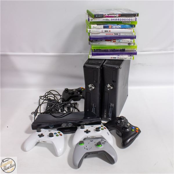 LOT OF XBOX CONSOLES/CONTROLLERS/GAMES
