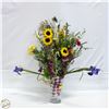 Image 1 : 30" SILK FLORAL ARRANGEMENT IN GLASS VASE