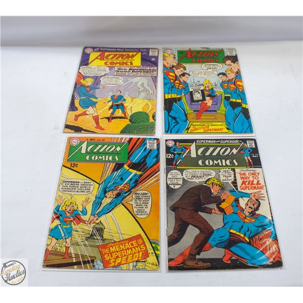 4 1960S ACTION COMICS SUPERMAN NUMBERS 332,366,367