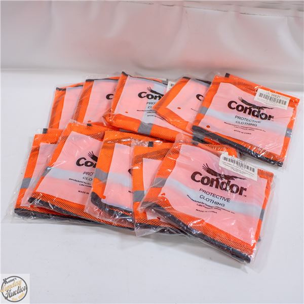 LOT OF 10 NEW UNIVERSAL SIZE SAFETY JACKETS