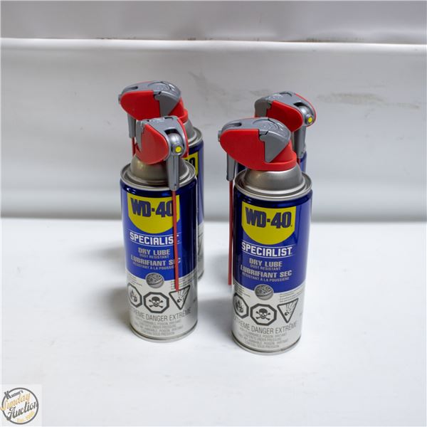 LOT OF 4 WD 40 DRY LUBE LUBRICANT