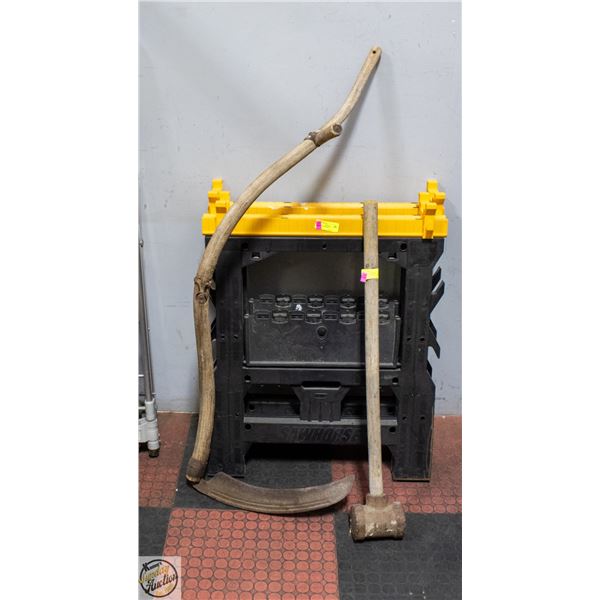 ANTIQUE SCYTHE AND HAMMER