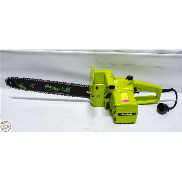 POULAN 16 INCH ELECTRIC CHAINSAW, WORKS