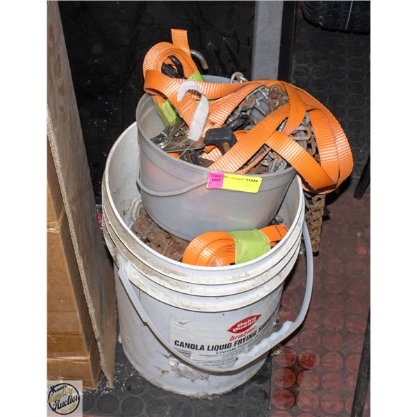 BUCKET OF CHAINS AND STRAPS