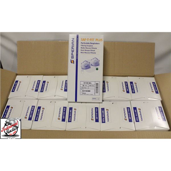 CASE OF 200 NIOSH SAFE-T-FIT PLUS MASKS- N95