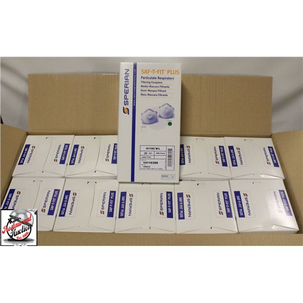 CASE OF 200 NIOSH SAFE-T-FIT PLUS MASKS- N95