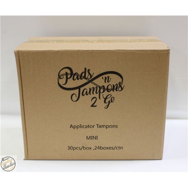 CASE OF PADS N' TAMPONS 2 GO TAMPONS - 24 BOXES IN