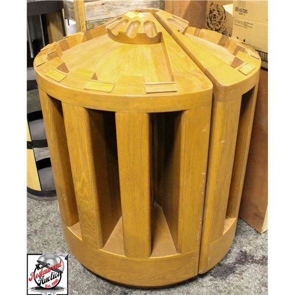 38" CIRCULAR WOOD 2 PIECE BOTTLE DISPLAY STAND