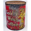 Image 2 : VINTAGE GOLDEN WEST COFFEE ADVERTISING TIN W/ LID 