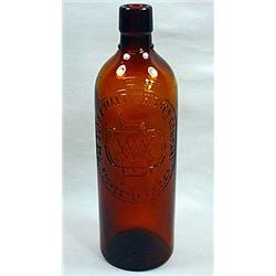 C. 1886 DUFFY MALT WHISKEY CO. EMBOSSED AMBER GLAS