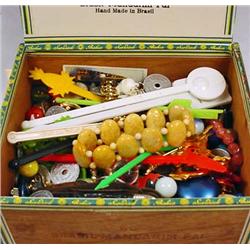 LOT OF MISC. TREASURES IN CIGAR BOX - Incl. Costum