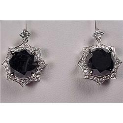 PAIR OF 18K WHITE GOLD BLACK AND WHITE DIAMOND EAR