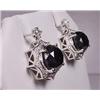 Image 2 : PAIR OF 18K WHITE GOLD BLACK AND WHITE DIAMOND EAR