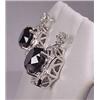 Image 3 : PAIR OF 18K WHITE GOLD BLACK AND WHITE DIAMOND EAR