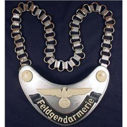 WW2 GERMAN NAZI ARMY FELDGENDARMERIE GORGET W/ CHA