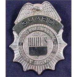 VINTAGE OBSOLETE BURNS SECURITY GUARD BADGE