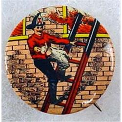 C. 1890'S FIREFIGHTING AND RESCUE CELLULOID PINBAC