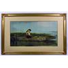 Image 1 : VINTAGE FRAMED PRINT OF A GIRL IN A BOAT - Approx.